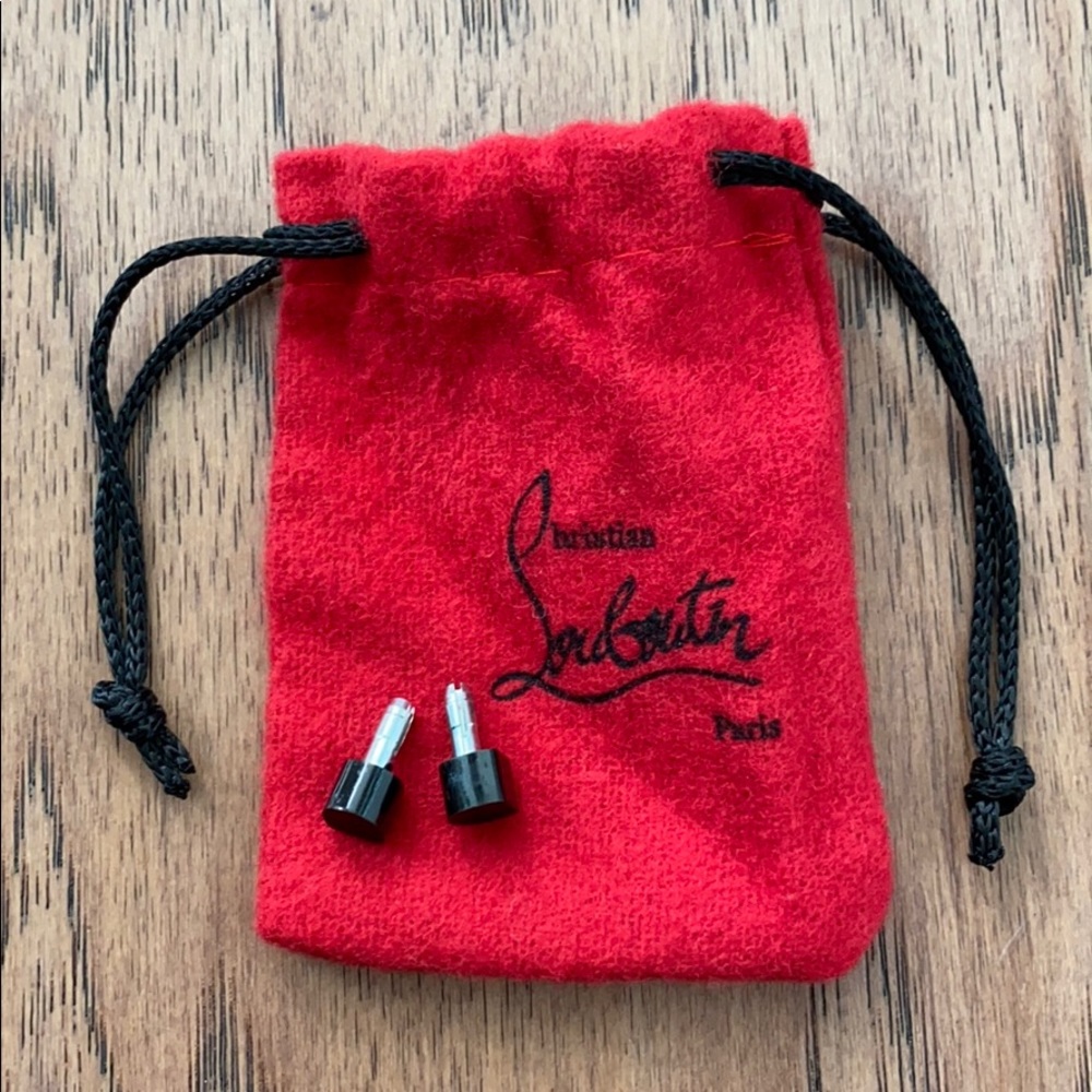 (2) Christian Louboutin Replacement Taps Tips Pigalle - Black & Beige